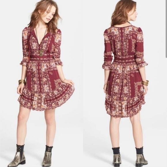 Free People Bridgette Small Long Sleeve Boho Dress - Picture 10 of 11